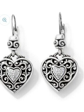 NWOT BRIGHTON Reno Heart Leverback Earrings